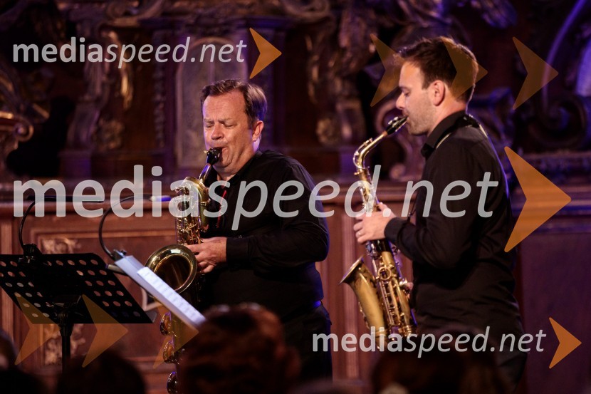  Dejan Prešiček, baritonski saksofon, 4 Saxess Ensemble;  Oskar Laznik, altovski saksofon, 4 Saxess EnsembleKvartet saksofonov Ensemble 4Saxess na Ljubljana Festivalu