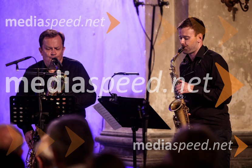  Dejan Prešiček, baritonski saksofon, 4 Saxess Ensemble;  Oskar Laznik, altovski saksofon, 4 Saxess EnsembleKvartet saksofonov Ensemble 4Saxess na Ljubljana Festivalu