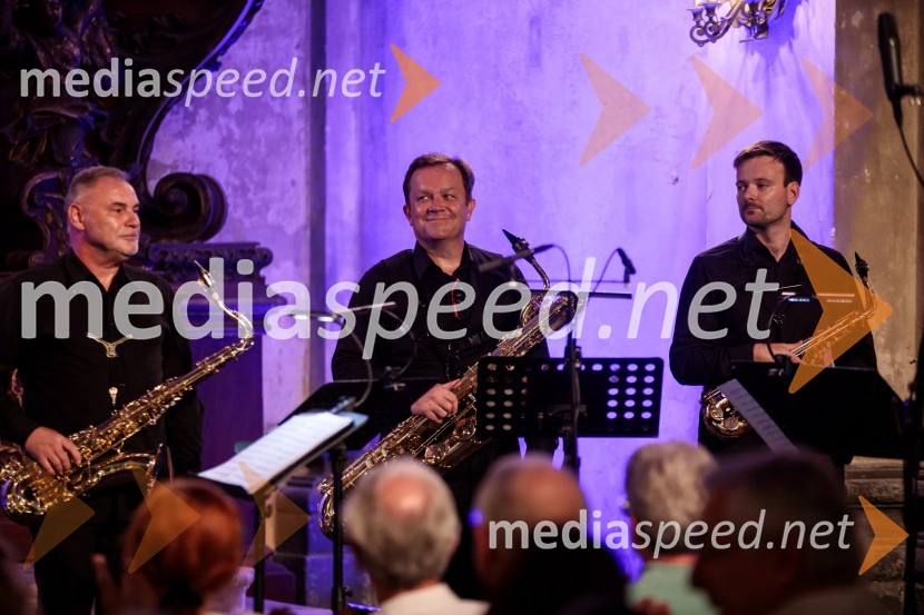 prof. Matjaž Drevenšek, saksofonist;  Dejan Prešiček, baritonski saksofon, 4 Saxess Ensemble;  Oskar Laznik, altovski saksofon, 4 Saxess EnsembleKvartet saksofonov Ensemble 4Saxess na Ljubljana Festivalu