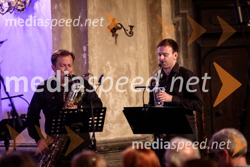  Dejan Prešiček, baritonski saksofon, 4 Saxess Ensemble;  Oskar Laznik, altovski saksofon, 4 Saxess EnsembleKvartet saksofonov Ensemble 4Saxess na Ljubljana Festivalu