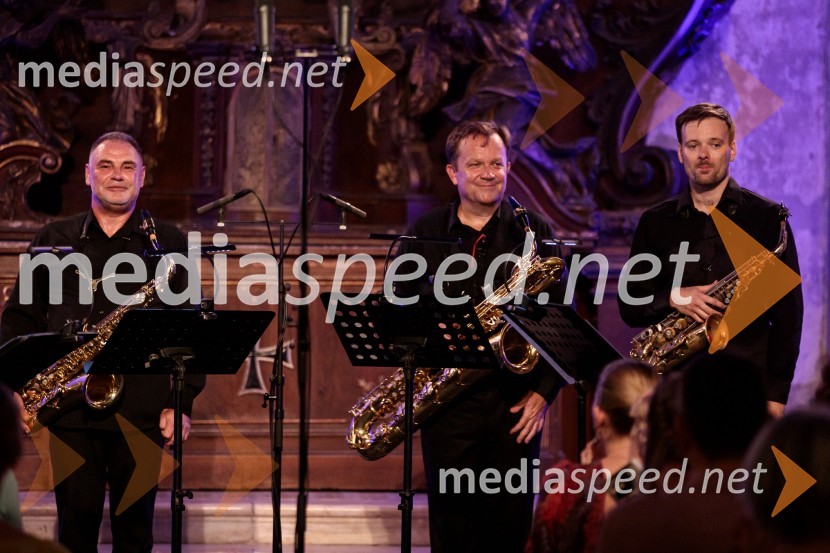 prof. Matjaž Drevenšek, saksofonist;  Dejan Prešiček, baritonski saksofon, 4 Saxess Ensemble;  Oskar Laznik, altovski saksofon, 4 Saxess EnsembleKvartet saksofonov Ensemble 4Saxess na Ljubljana Festivalu