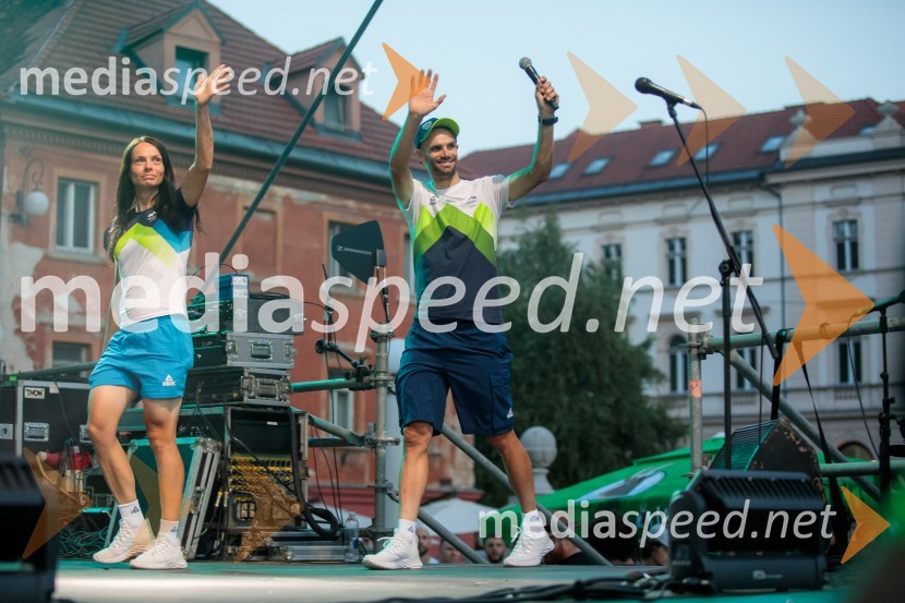  Urša Pintar, kolesarka;  Luka Mezgec, kolesarSprejem slovenskih olimpijcev na Kongresnem trgu