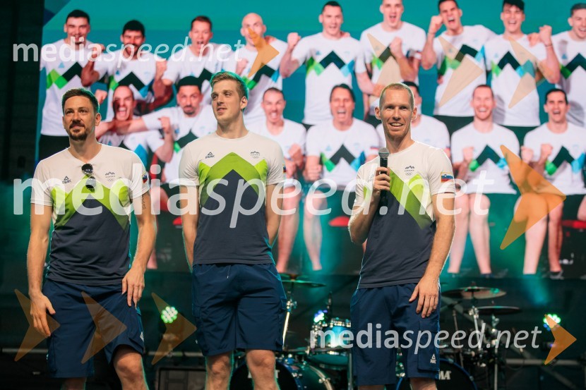 Dejan  Vinčić, odbojkar;  Tine Urnaut, odbojkar;  Sašo  Štalekar, odbojkarSprejem slovenskih olimpijcev na Kongresnem trgu