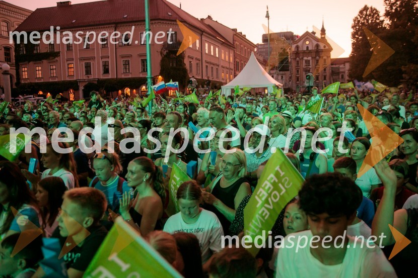 Sprejem slovenskih olimpijcev na Kongresnem trgu