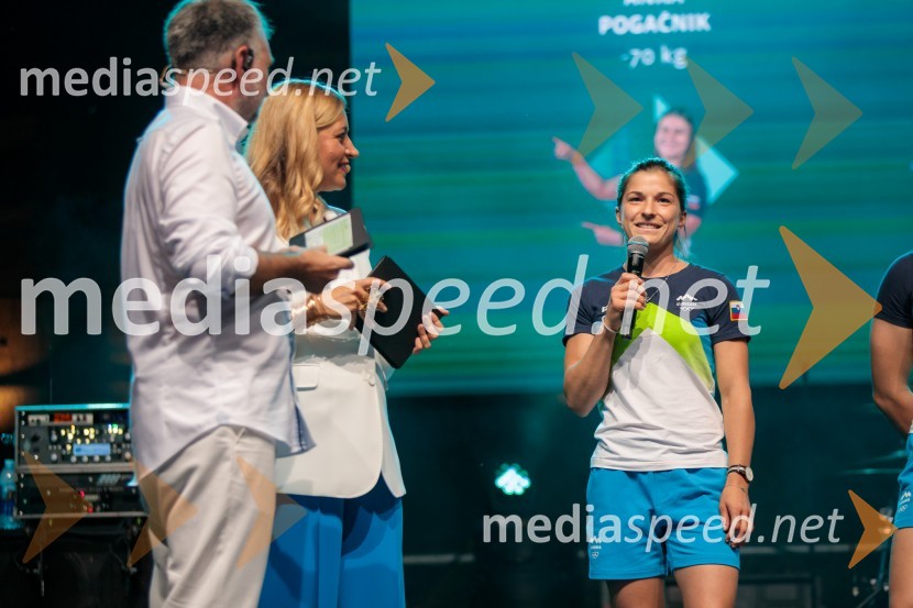  Aleš Smrekar, novinar in dnevni urednik Val202;  Anja Hlača Ferjančič, novinarka, RTV;  Maruša Štangar, judoistkaSprejem slovenskih olimpijcev na Kongresnem trgu