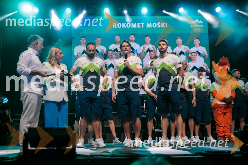  Aleš Smrekar, novinar in dnevni urednik Val202;  Anja Hlača Ferjančič, novinarka, RTV;  Uroš Zorman, trener, Slovenska rokometna reprezentanca;  Jure Dolenec, rokometaš;  Blaž Janc, rokometašSprejem slovenskih olimpijcev na Kongresnem trgu