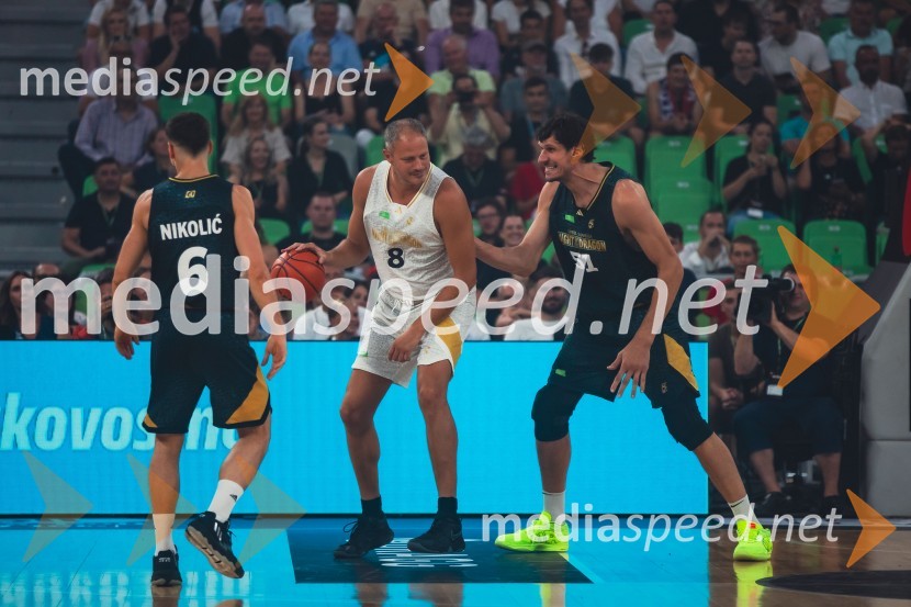  Aleksej  Nikolić, košarkar;  Radoslav Nesterović, Raša, nekdanji košarkar;  Boban Marjanović, košarkarPoslovilna tekma Gorana Dragića v Stožicah