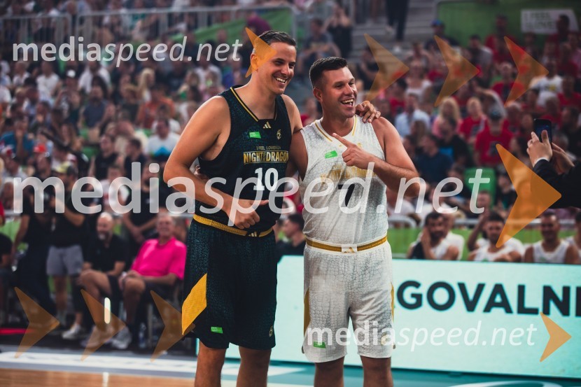  Boštjan Nachbar, nekdanji košarkar;  Sani  Bečirović, nekdanji košarkarPoslovilna tekma Gorana Dragića v Stožicah