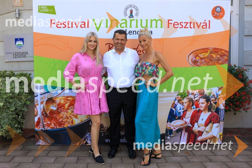  Alida Tomanič, Miss Slovenije 2023;  Janez Magyar, župan, Občina Lendava;  Jelka Verk, organizatorka, podjetnica, lastnica licence Miss SlovenijeTerme Lendava zmagala na tekmovanju Bogračfest 2024