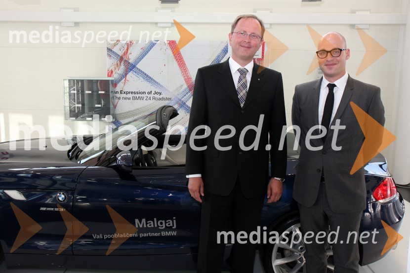 Andrej Malgaj, lastnik in direktor podjetja Avtohiša Malgaj in Miha Ažman, generalni direktor BMW SlovenijaOtvoritev novega prodajno servisnega centra BMW Malgaj Kranj