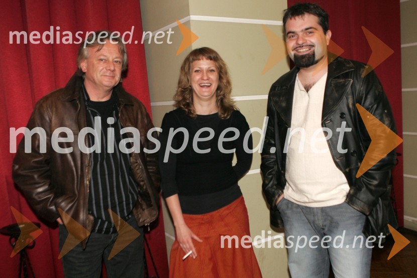 Jože Logar, scenograf, Tijana Zinajić, režiserka in Darko Jan Spasov, dramaturgKafkov tič, premiera drame v SLG Celje