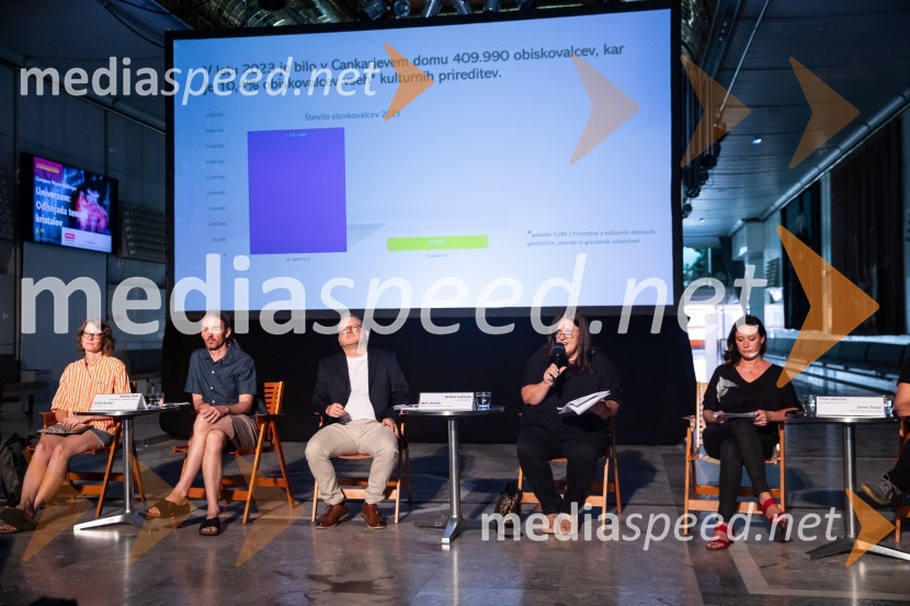  Urška Brodar, dramaturginja, Slovensko mladinsko gledališče;  Andrej Jaklič, vodja gledališkega in sodobnoplesnega programa CD; mag. Aleš Drenik, vodja programa resne glasbe, opere in balet, Cankarjev dom;  Uršula Cetinski, generalna direktorica, Cankarjev dom;  Tina Lešničar, novinarkaPredstavitev sezone 2024/25, Cankarjev dom