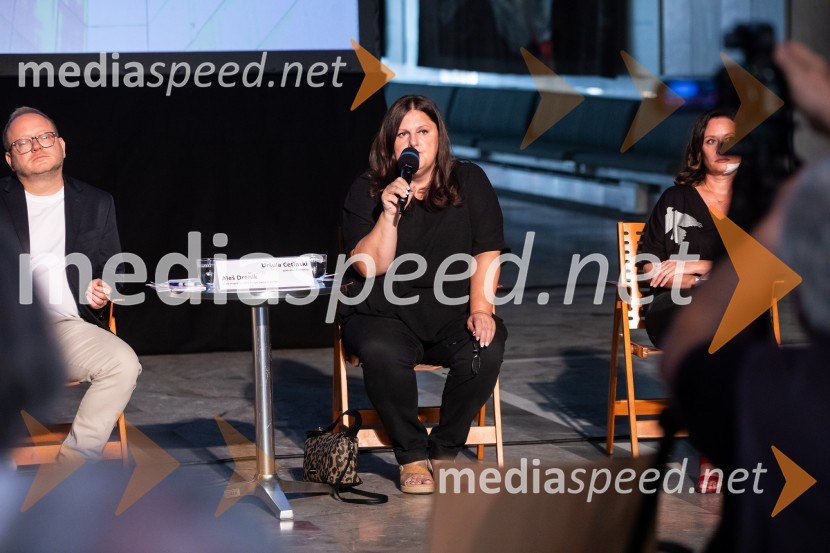 mag. Aleš Drenik, vodja programa resne glasbe, opere in balet, Cankarjev dom;  Uršula Cetinski, generalna direktorica, Cankarjev domPredstavitev sezone 2024/25, Cankarjev dom