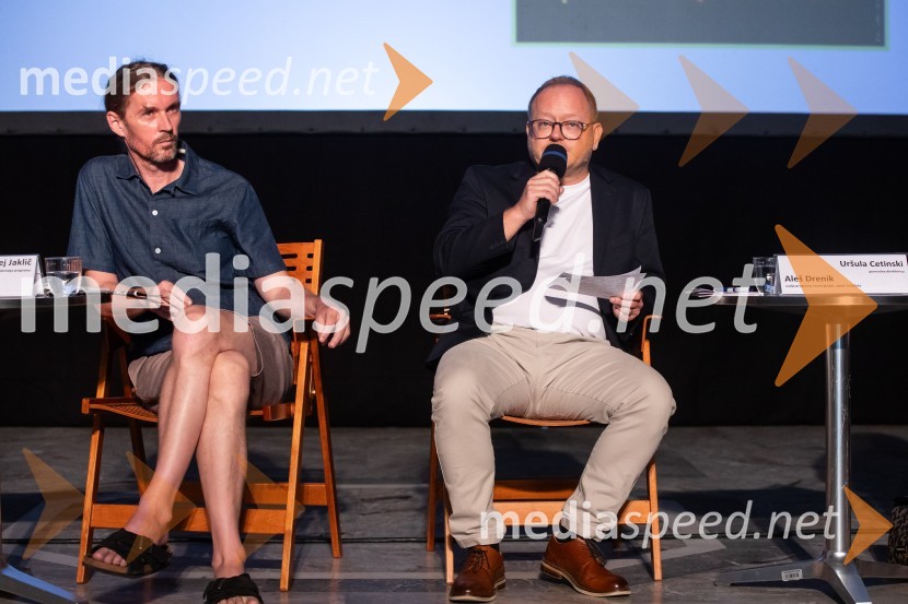  Andrej Jaklič, vodja gledališkega in sodobnoplesnega programa CD; mag. Aleš Drenik, vodja programa resne glasbe, opere in balet, Cankarjev domPredstavitev sezone 2024/25, Cankarjev dom