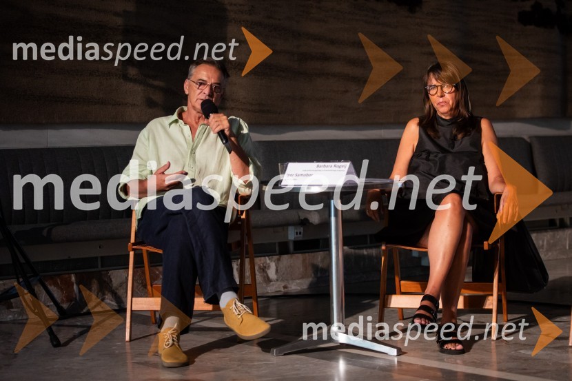   Igor  Samobor, igralec;  Barbara Rogelj, vodja humanističnega in kulturno-vzgojnega programa, Cankarjev domPredstavitev sezone 2024/25, Cankarjev dom