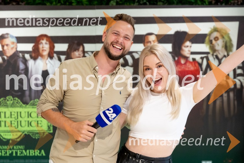  Alen Podlesnik, moderator, novinar POP TV;  Alenka Trogrlič, youtuberkaPremiera filma Beetlejuice, Beetlejuice v Cineplexx Ljubljana