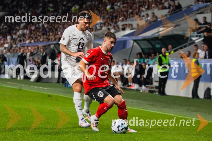  Erik Janža, nogometaš;  Romano Schmid, nogometaš, AvstrijaSlovenija remizirala Avstrijo, liga narodov 2024