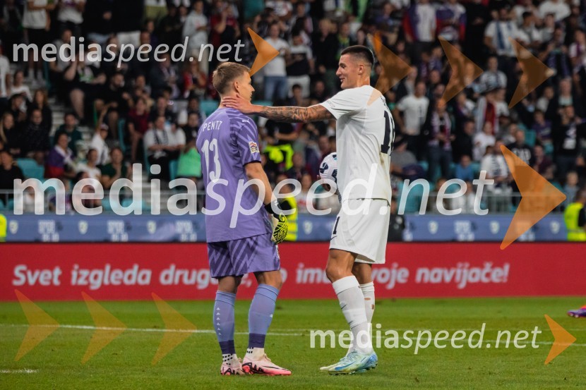  Patrick Pentz, nogometaš, Avstrija;  Benjamin Šeško, nogometašSlovenija remizirala Avstrijo, liga narodov 2024