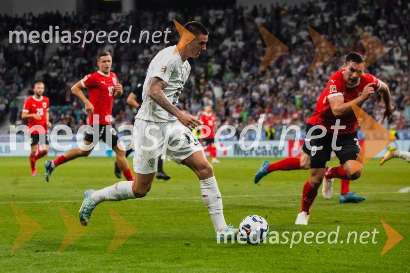  Benjamin Šeško, nogometaš;  Maximilian Wober, nogometaš, AvstrijaSlovenija remizirala Avstrijo, liga narodov 2024