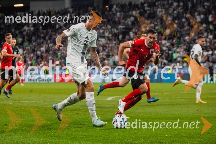  Benjamin Šeško, nogometaš;  Maximilian Wober, nogometaš, AvstrijaSlovenija remizirala Avstrijo, liga narodov 2024