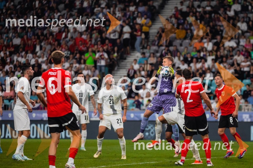  Vanja Drkušić, nogometaš;  Patrick Pentz, nogometaš, AvstrijaSlovenija remizirala Avstrijo, liga narodov 2024