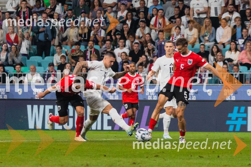  Benjamin Šeško, nogometaš;  Žan Celar, nogometaš;  Stefan Posch, nogometaš, AvstrijaSlovenija remizirala Avstrijo, liga narodov 2024