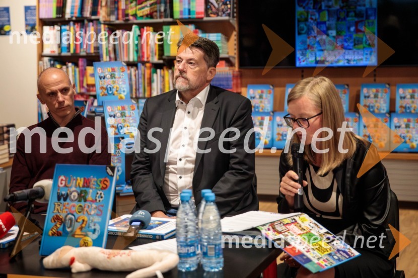  Luka Trpin;  Boris Tomašič, tv voditelj;  Mojca Benedičič, založba UčilaPredstavitev nove Guinnessove knjige rekordov in druženje s slovenskimi rekorderji
