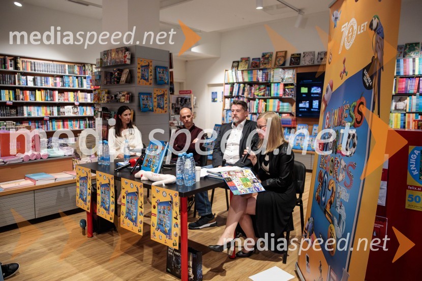  Mateja Rosa;  Luka Trpin;  Boris Tomašič, tv voditelj;  Mojca Benedičič, založba UčilaPredstavitev nove Guinnessove knjige rekordov in druženje s slovenskimi rekorderji