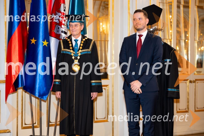 prof. dr. Zdravko Kačič, rektor Univerze v Mariboru;  Matej Makoter RožmarinDan Univerze v Mariboru 2024