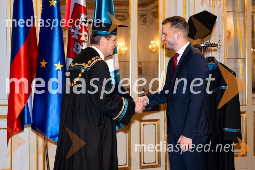 prof. dr. Zdravko Kačič, rektor Univerze v Mariboru;  Matej Makoter RožmarinDan Univerze v Mariboru 2024