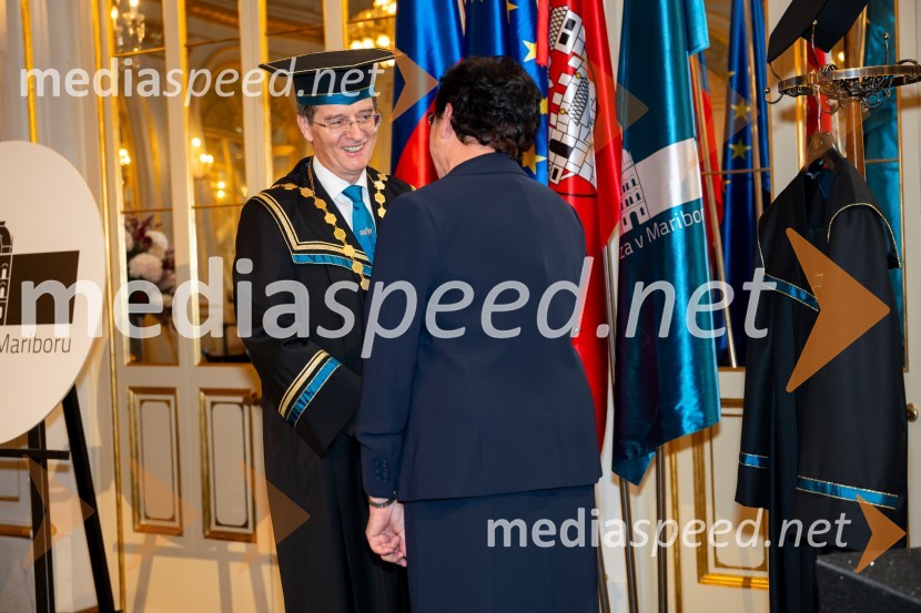 prof. dr. Zdravko Kačič, rektor Univerze v Mariboru; prof. dr.  Dušica Pahor, Prodekanica za znanstveno-raziskovalno dejavnost, Fakulteta za medicino, Univerza v MariboruDan Univerze v Mariboru 2024