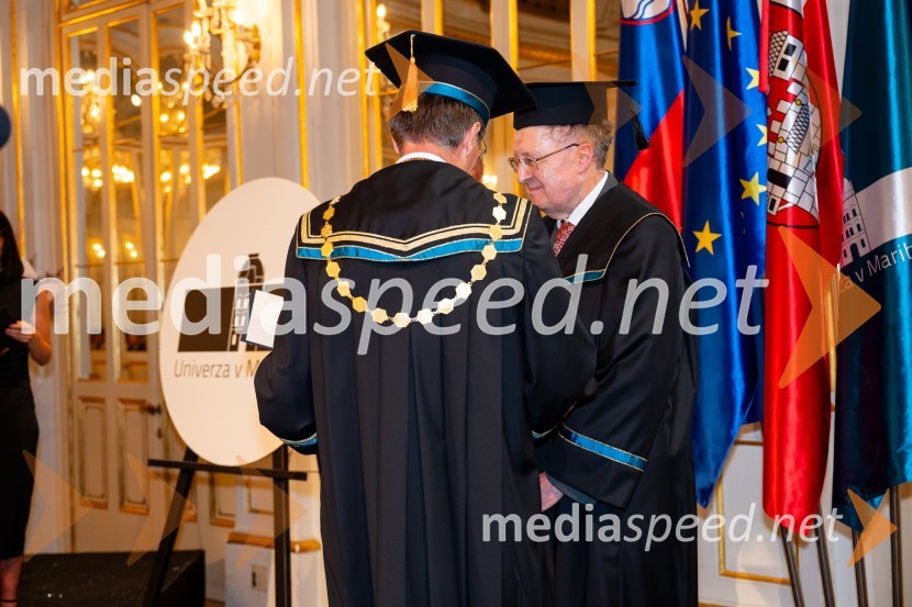 prof. dr. Zdravko Kačič, rektor Univerze v Mariboru; Sir Gregory Paul Winter, znanstvenikDan Univerze v Mariboru 2024