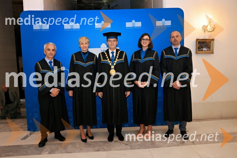 prof. dr. Bojan Dolšak,  prorektor za razvoj kakovosti in razvojne projekte, UM; prof. dr. Mihaela Koletnik, nekdanja prorektorica, Univerza v Mariboru; prof. dr. Zdravko Kačič, rektor Univerze v Mariboru;  Nomi  Hrast , prorektorica za študentska vprašanja Univerze v Mariboru; prof. dr. Miralem  Hadžiselimović, Prorektor za infrastrukturo Univerze v MariboruDan Univerze v Mariboru 2024