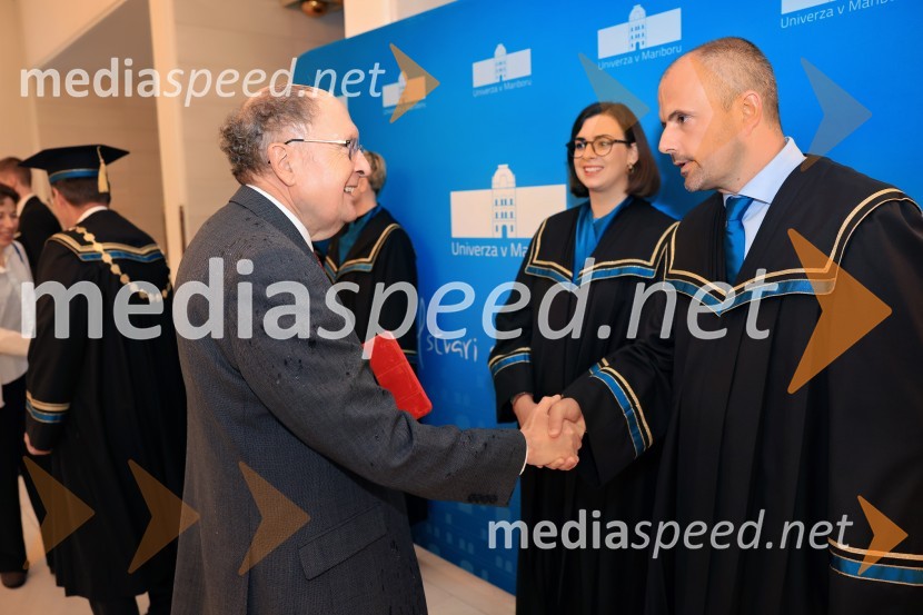 Sir Gregory Paul Winter, znanstvenik;  Nomi  Hrast , prorektorica za študentska vprašanja Univerze v Mariboru; prof. dr. Miralem  Hadžiselimović, Prorektor za infrastrukturo Univerze v MariboruDan Univerze v Mariboru 2024