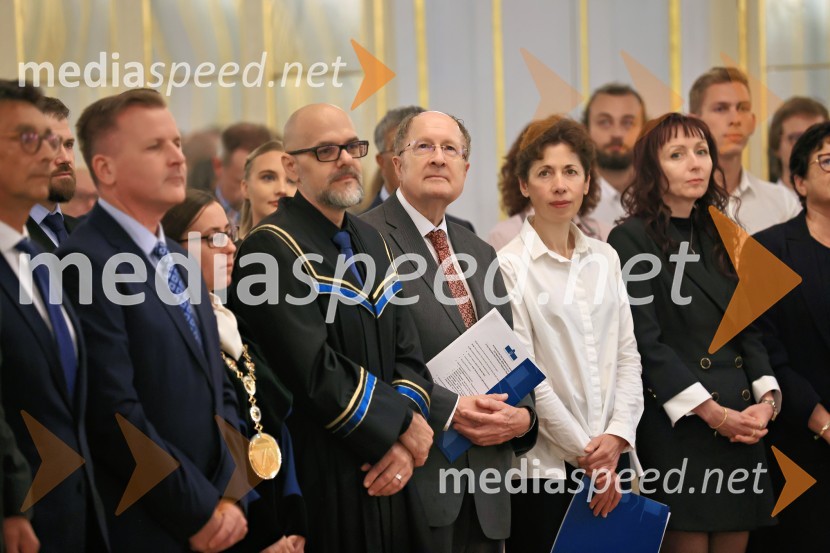 prof. dr. Dean Korošak,  prorektor za znanstvenoraziskovalno dejavnost Univerze v Mariboru; Sir Gregory Paul Winter, znanstvenik;  ... ; Doc. Dr. Mojca Tancer Verboten, glavni tajnik, Univerza v MariboruDan Univerze v Mariboru 2024