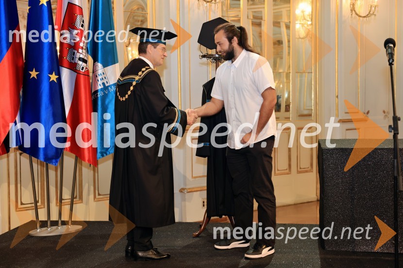 prof. dr. Zdravko Kačič, rektor Univerze v Mariboru;  Luka KobaleDan Univerze v Mariboru 2024