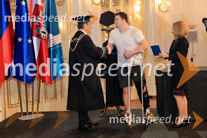 prof. dr. Zdravko Kačič, rektor Univerze v Mariboru;  Enej Marinič, Judoist;  ... Dan Univerze v Mariboru 2024