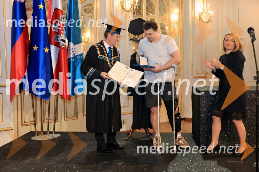 prof. dr. Zdravko Kačič, rektor Univerze v Mariboru;  Enej Marinič, Judoist;  ... Dan Univerze v Mariboru 2024