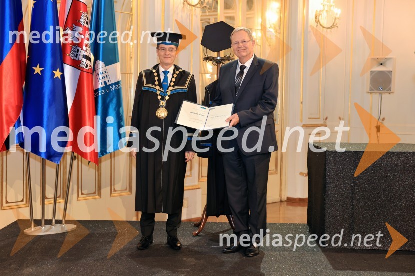 prof. dr. Zdravko Kačič, rektor Univerze v Mariboru; izr. prof. dr.  Artur Pahor, dr. med.Dan Univerze v Mariboru 2024