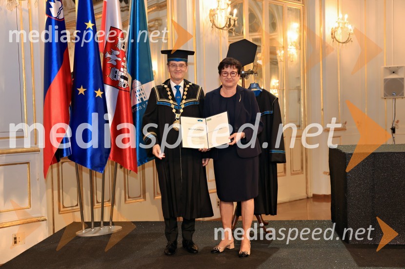 prof. dr. Zdravko Kačič, rektor Univerze v Mariboru; prof. dr.  Dušica Pahor, Prodekanica za znanstveno-raziskovalno dejavnost, Fakulteta za medicino, Univerza v MariboruDan Univerze v Mariboru 2024