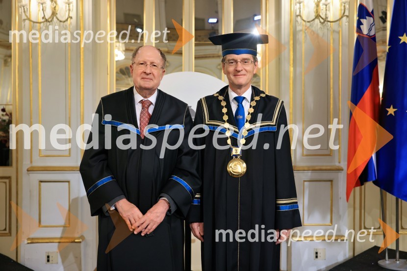 Sir Gregory Paul Winter, znanstvenik; prof. dr. Zdravko Kačič, rektor Univerze v MariboruDan Univerze v Mariboru 2024
