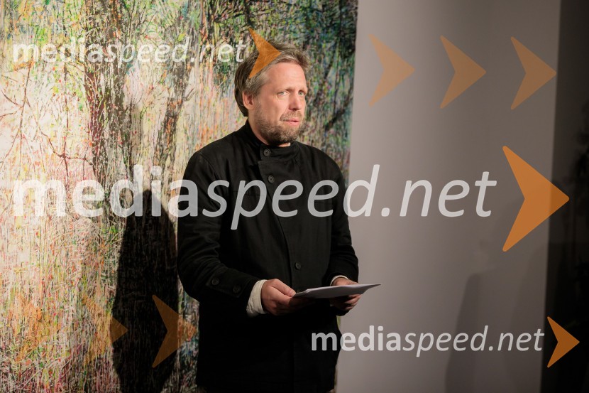  Miklavž Komelj, pesnik, prevajalec, umetnostni zgodovinarOdprtje razstave z naslovom Obrobja slikarke Anje Jerčič Jakob, Generali Galerija