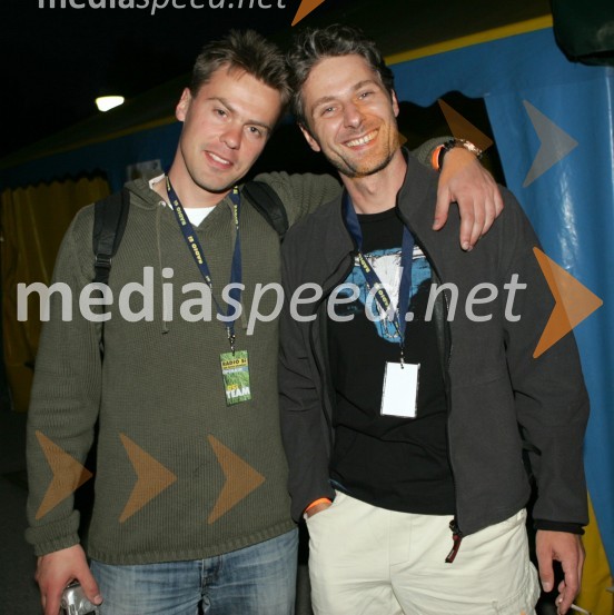 Darko Pukl, organizator izbora Lepotice slovenskega podeželja in Ivo Kores, voditelj oddaje Dobro jutro na TV SlovenijaRSi - Radio Slovenija Internacional Open air