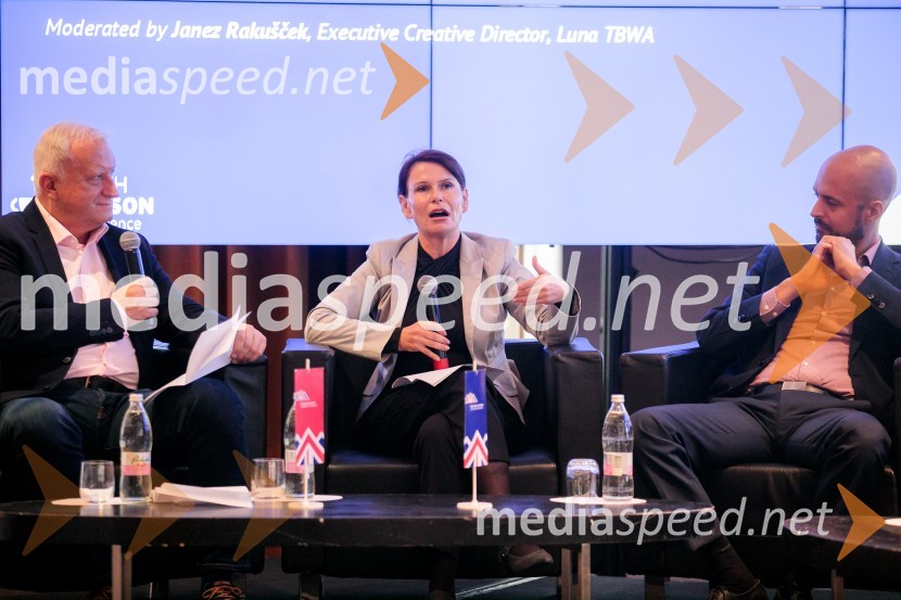  Janez Rakušček, izvršni kreativni direktor Luna TBWA;  Katarina Babnik, psihologinja;  Blaž  Ferenc, A1 SlovenijaČaj z razlogom z naslovom Blagovna znamka delodajalca in prihodnost delovnega okolja