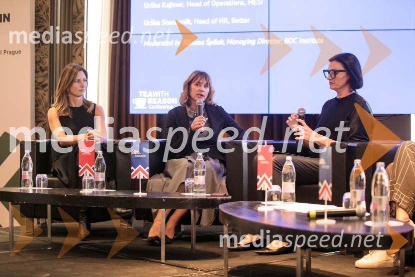  Alja Berk, coaching in članica društva VTIS;  Mateja Geržina, direktorica HR in skladnosti poslovanja, Triglav INT d.d.;  Simona Špilak, direktorica, BOC InstituteČaj z razlogom z naslovom Blagovna znamka delodajalca in prihodnost delovnega okolja