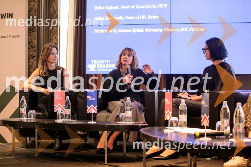  Alja Berk, coaching in članica društva VTIS;  Mateja Geržina, direktorica HR in skladnosti poslovanja, Triglav INT d.d.;  Simona Špilak, direktorica, BOC InstituteČaj z razlogom z naslovom Blagovna znamka delodajalca in prihodnost delovnega okolja