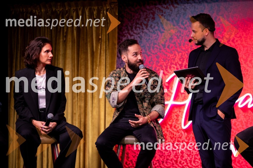  Sanja Raičević, režiserka;  Luka Štigl, režiser;  Alen Podlesnik, moderator, novinar POP TVEkskluzivna premiera nove serije Hiša ljubezni
