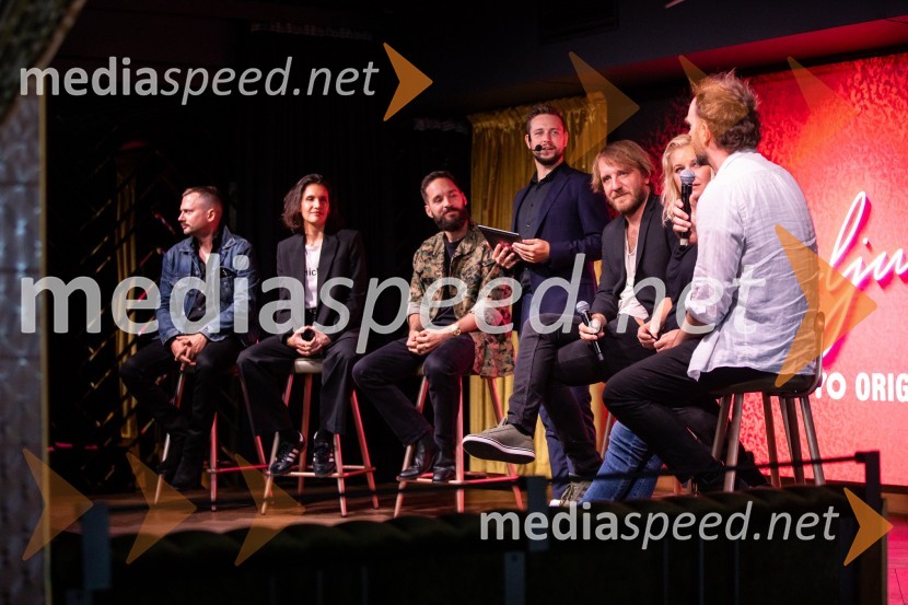  Dejan Krupić, igralec;  Sanja Raičević, režiserka;  Luka Štigl, režiser;  Alen Podlesnik, moderator, novinar POP TV;  Matej   Puc, igralec;  Karin Komljanec, igralkaEkskluzivna premiera nove serije Hiša ljubezni