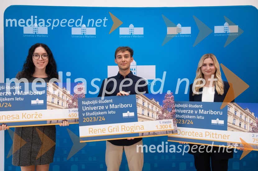  Vanesa Korže;  Rene Gril Rogina, Najboljši študent Univerze v Mariboru 2023/2024;  Dorotea PittnerNajboljši študent Univerze v Mariboru je Rene Gril Rogina