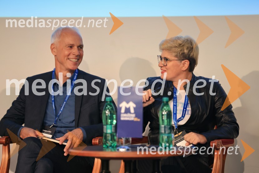  Jaka Stele, direktor Visionect;  Lenja Faraguna, strokovnjakinja za marketing in predavateljicaManagerski kongres 2024, prvi dan